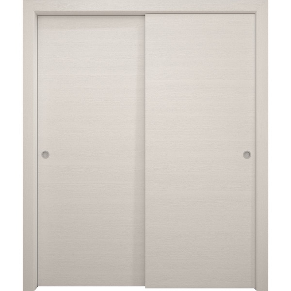Sartodoors Sliding Closet Bypass Doors 36 x 80 inches, Ego 5000 Painted White Oak, Rails Hardware Set, Wood EGO5000DBD-PWO-36 - main