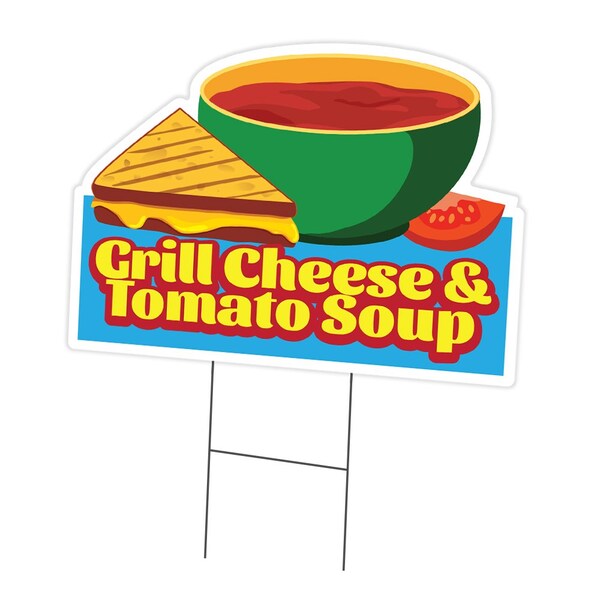 Signmission Grilled Cheese & Tomato Soup Die Cut Yard & Stake plastic, 1216-Grilled Cheese & Tomato Soup C-DC-1216-DS-Grilled Cheese And Tomato Soup19 - main