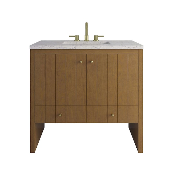 James Martin Vanities Hudson 36" Single Vanity, Honey Oak w/ 3 CM Eternal Jasmine Pearl Silestone Top 435-V36-HNO-3EJP - main