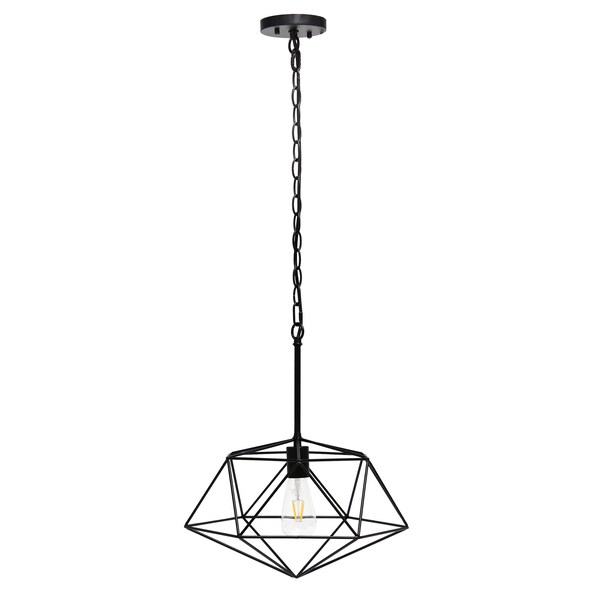 Homeroots Black Caged Iron Ceiling Light With Black Shades 651634 - main