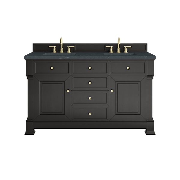James Martin Vanities Brookfield 60 in. Double Vanity, Black Onyx w/3 CM Charcoal Soapstone Silestone Top 547-V60D-BKO-3CSP - main