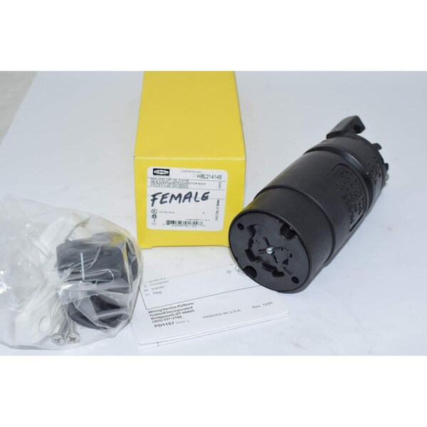 Hubbell Wiring Hubbellock 30A 600V AC, 20A 250V DC, 3-Pole 4-Wire Grounding Female Connector HBL21414B - main