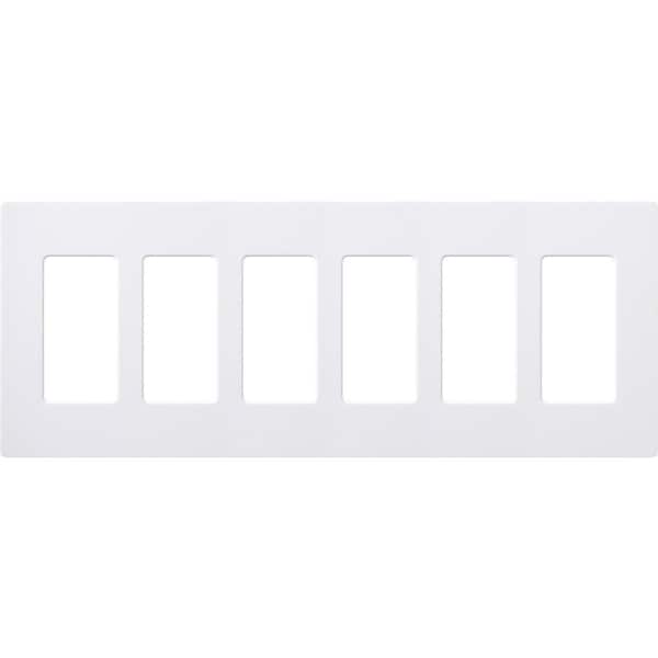 Lutron Designer Wall Plates, Number of Gangs: 6 Thermoset, Gloss Finish, White CW-6-WH - main