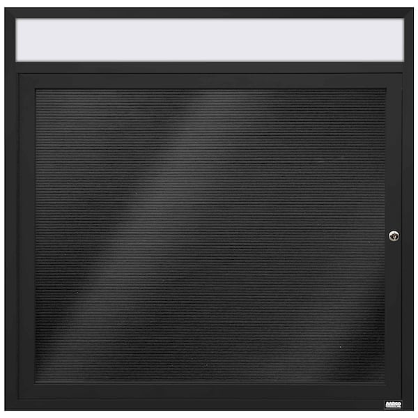 Aarco Enclosed Letter BoardDirectory w/ Powder Coated Black Aluminum Frame and Header, 36''Hx36''W, 1 Door ADC3636HBK - main