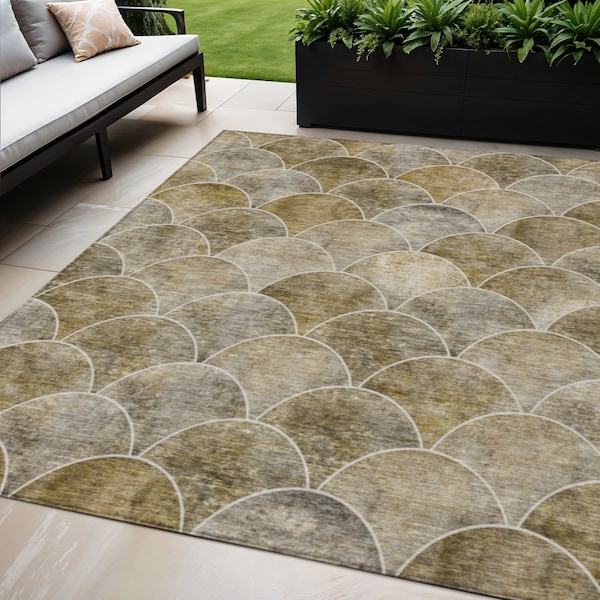 Homeroots 5' X 8' Taupe Beige And Gray Abstract Washable Indoor Outdoor Area Rug 577686 - main
