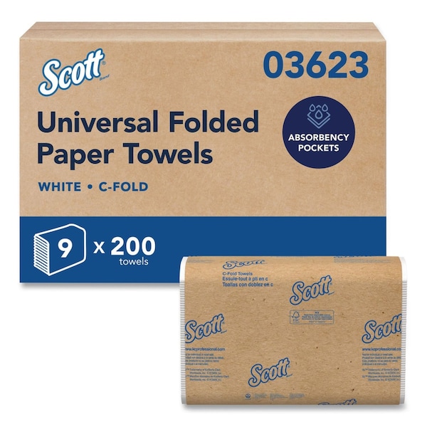 Scott Essential Multifold Paper Towels, 1 Ply, 200 Sheets, 220 ft, White 3623 - main