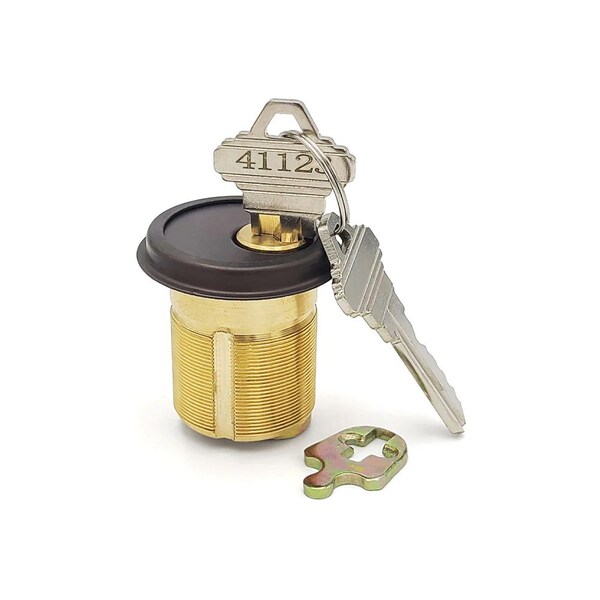 Ecs Hardware Durable Prem Mortise Cylinder, 1-1/2 in, Keyed Alike w/Ring, Schlage SC1 Keyway, US10B, Dark Oxidized Sa ECSH-MC04-10B-SC1-KA10 - main