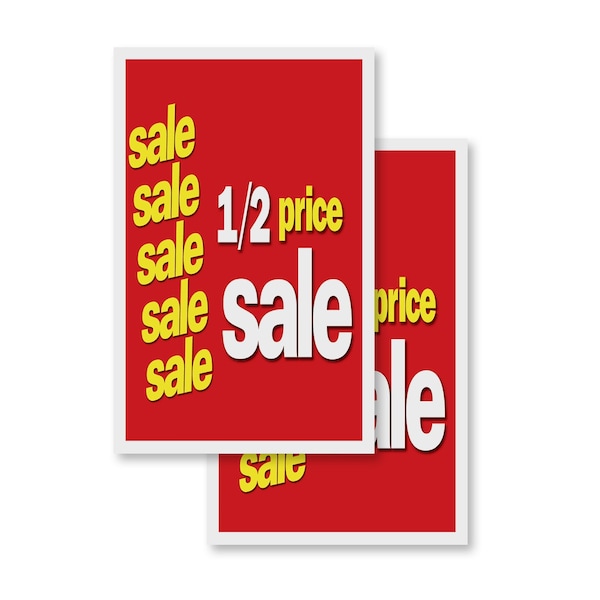 Signmission 1-2 Price Sale, Vinyl Decals Only 24 Inch x 36 Inch, Vinyl Decal, 2PK DSB-2436-2PACK-1-2 Price Sale - main