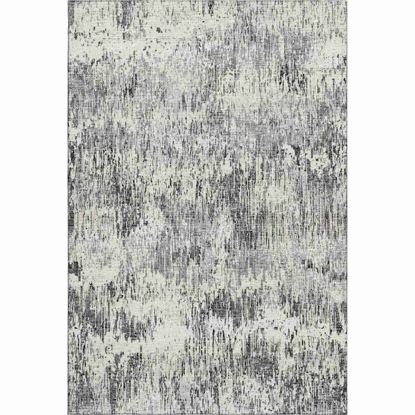 Homeroots 3' X 5' Gray Brown And Ivory Abstract Washable Indoor Outdoor Area Rug 643583 - main