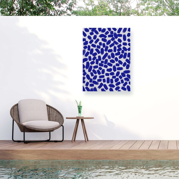 Trademark Fine Art Outdoor Canvas Art Treechild 'Blue Brush Strokes Pattern' Wall Art for Patios, or Gardens 1X17007-OC3547WR - main