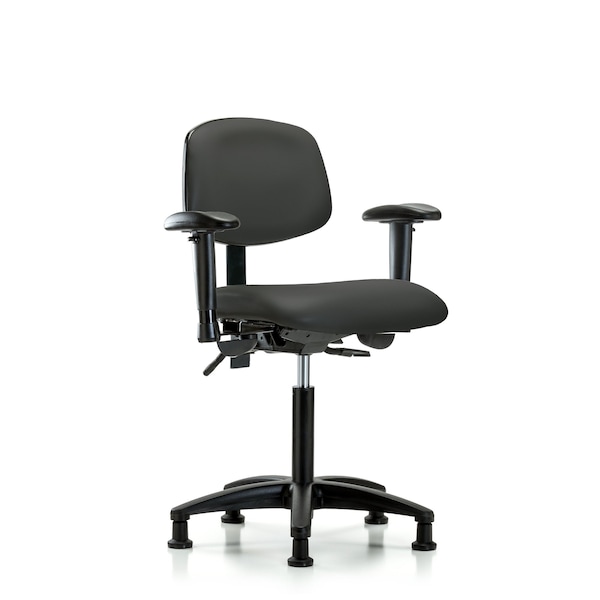 Blue Ridge Ergonomics Chair, Vinyl, Med Bench, Tilt AA Glides, Gry, 6-Way Adjustable, 22" to 29" Height, Charcoal BR-VMBCH-RG-T1-A1-NF-RG-8605 - main