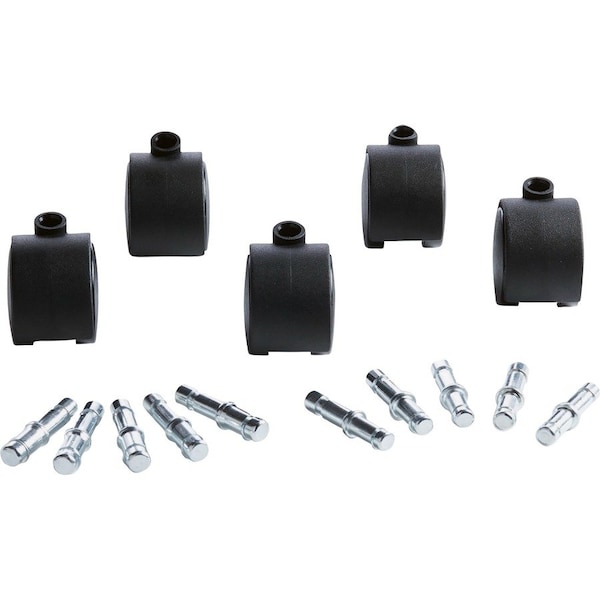 Master Caster Duet Hard-Wheel Casters, 0.44" x 0.88" Grip Ring Type B Stems, 2" Nylon Wheels, Matte Black, PK5 23622 - main