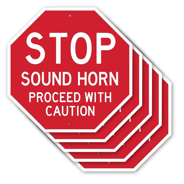 Signmission Stop Sound Horn Proceed with Cautio, 10 inch X 10 inch, Aluminum Metal Signs, 5PK OC-A-5Pack-10-323 - main