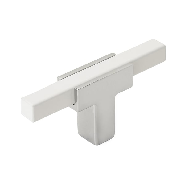Amerock Urbanite 2-5/8 in 67 mm Length Polished Chrome/White Cabinet Knob BP6726WHT - main