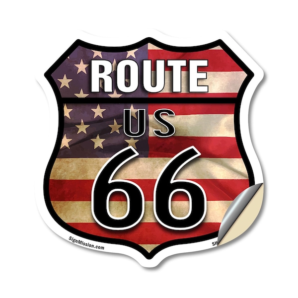 Signmission Route Us 66 Flag, 18 Inch X 18 Inch, Vinyl Decal SHI-D-18-483 - main
