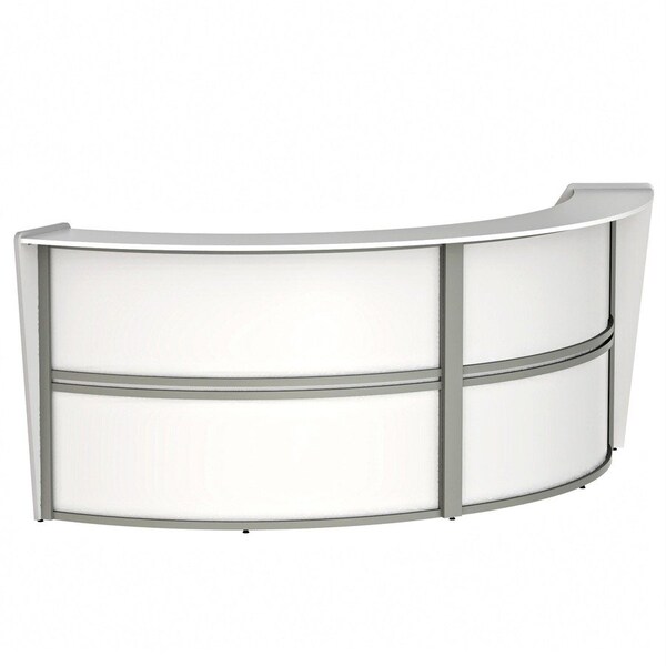Linea Italia Curved Reception Desk with Counter, 2 Units, 124 inW x 49 inD, White ZUS296 - main