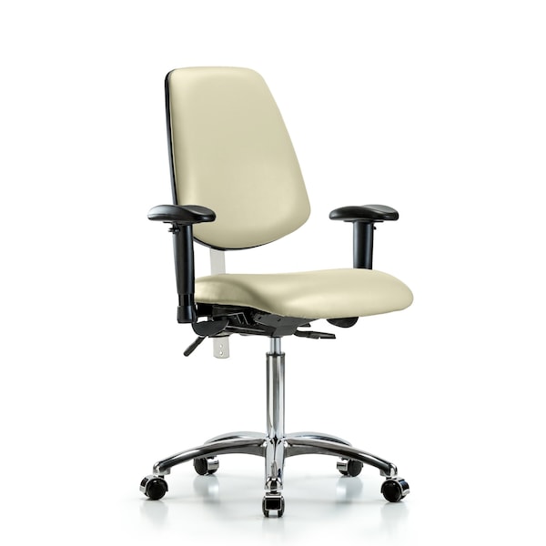 Blue Ridge Ergonomics Clean Room Chair Vin Med Ben Chair, Med, Bk, Wht, CL100, Adjustable Arms, 22" to 29" Height, Vinyl BR-NCR-VMBCH-MB-CR-T1-A1-NF-CC-8501 - main
