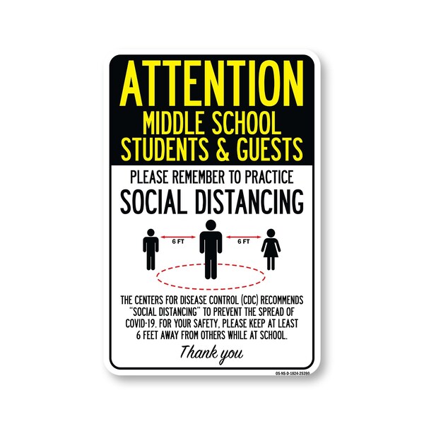 Signmission PSA, Middles School Students And Guests Social Distancing, 24in X 18in Decal, OS-NS-D-1824-25390 OS-NS-D-1824-25390 - main