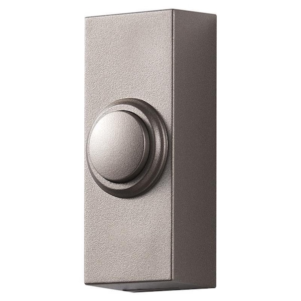 Heath Zenith Satin Nickel Silver Plastic Wireless Pushbutton Doorbell 18000219 - main