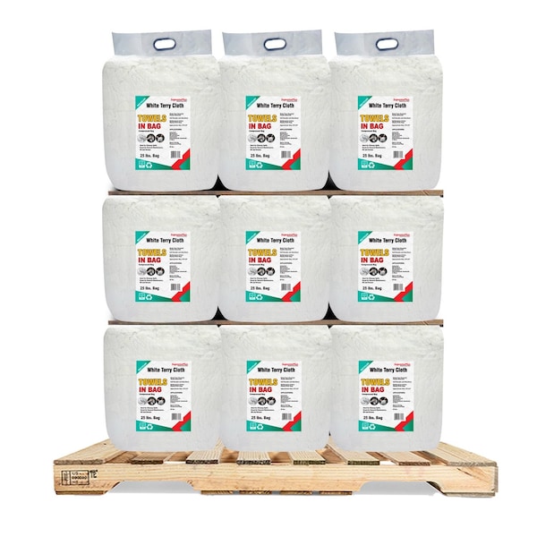 Supremeplus Recycled White Terry Towel Cleaning Rags, 1000 lbs. Pallet, 40 x 25 lbs. Bags, 40PK SP-8414 - main