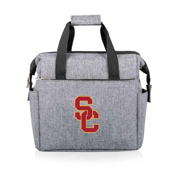 Picnic Time Family Of Brands NCAA USC Trojans On The Go Lunch Bag Cooler - Soft Cooler Lunch Box, Heathered Gray 510-00-105-094-0 - main