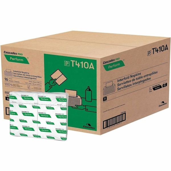 Cascades Pro Preform Cascades PRO Perform Interfold Napkins, 1 Ply6.50in Length, White, 16PK CSDT410 - main