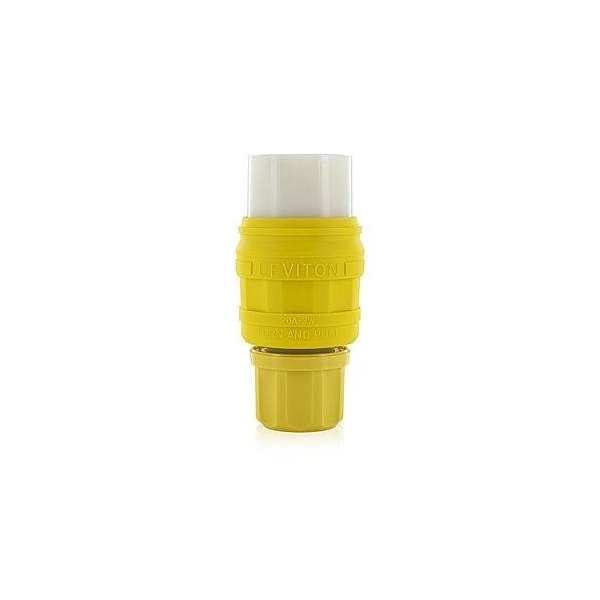 Leviton Watertight Straight Blade Connector, 6-20R, 20 A, 250V AC, 2 Pole, 3 Wire, Screw Terminals, Yellow 79W48-C - main