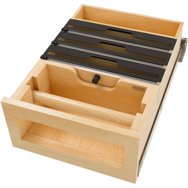 Rev-A-Shelf Drawer Organizer Paper Towel Foil Cutter Wood 15in W Soft-close 4PTTD-18HSC-1 - main