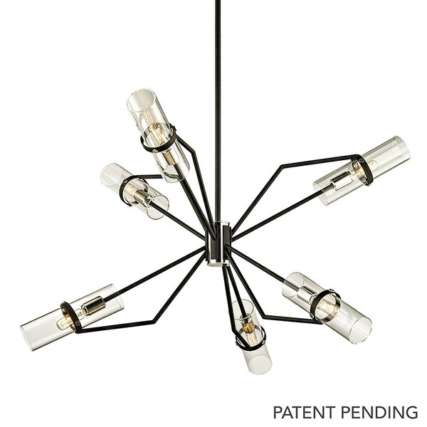 Troy Lighting Raef 6 Light Chandelier 36 In. Textured Black & Polish Nickel F6326-TBK/PN - main