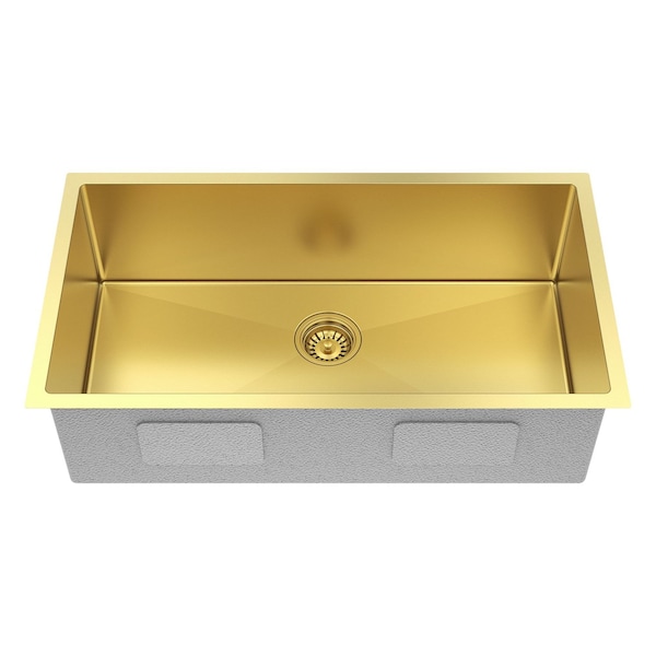 Homeroots 9in X 30in Gold Stainless Steel Undermount Kitchen Sink 719944 - main