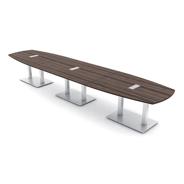 Skutchi Designs Arc Rectangle Meeting Room Table, 45 in W, 192 in L, Brown HAR-AREC-48X192-DOU-H3041-ESIL - main