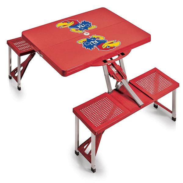 Picnic Time Family Of Brands Kansas Jayhawks - Picnic Table Portable Folding Table, Red 811-00-100-244-0 - main