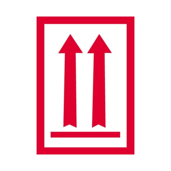 Tape Logic Labels, (Two Red Arrows Over Red Bar), 3" x 5", Red/White, 500/Roll DL1930 - main