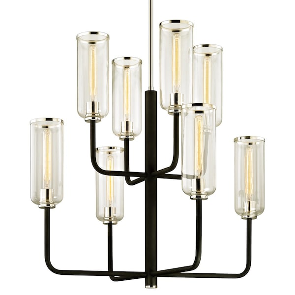 Troy Lighting Aeon 8 Light Chandelier 37 In. Textured Black & Polish Nickel F6278-TBK/PN - main