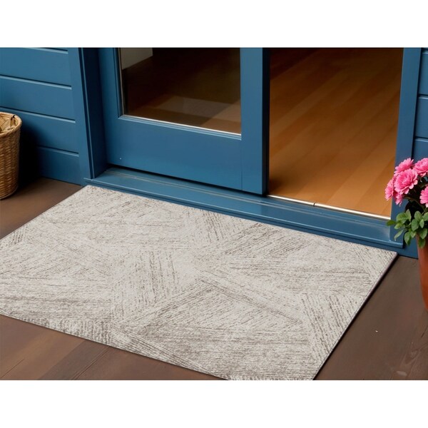 Homeroots 3' X 5' Beige And Brown Abstract Washable Indoor Outdoor Area Rug 596986 - main