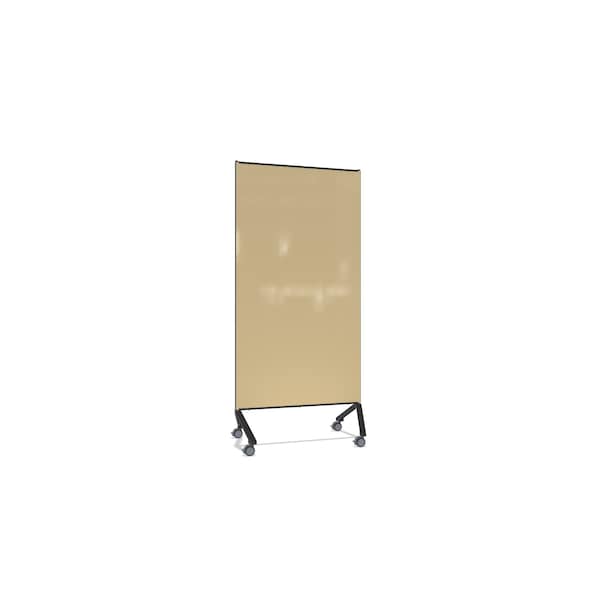 Ghent Pointe Mobile Glassboard, Non-Magnetic, 77''H x 36''W, Beige Painted Glass, Silver Frame PNT1UN7736SILBG - main