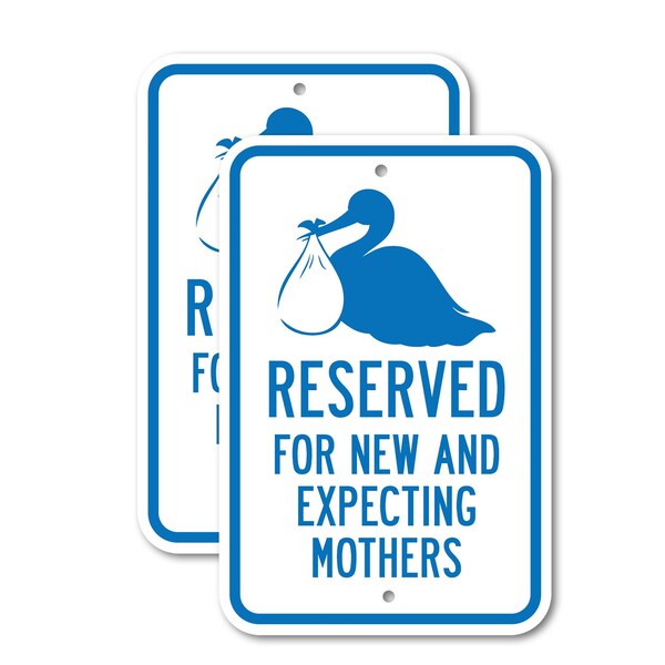 Signmission Reserved For New And Expecting Mothers with Symbol, 18'' X 24'' 2 Signs, Heavy Gauge Aluminum, 2PK A-1824-2PACK-2902 - main