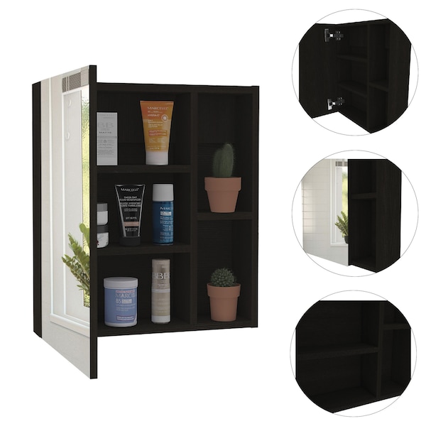 Homeroots 18" Black Laminate Accent Cabinet With Three Shelves 477661 - main
