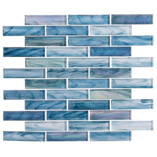 Andova Tiles SAMPLE-Marianna Gulfan Blue 1-in. x 4-in. Brick Joint Wood Look Polished Glass Wall & Floor Mosaic Tile SAM-ANDMARI462 - main