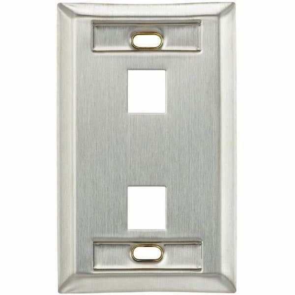 Leviton 2-Port Wallplate Unloaded, 1-Gang W/Designation Window, Quickport Ss 43080-1L2 - main
