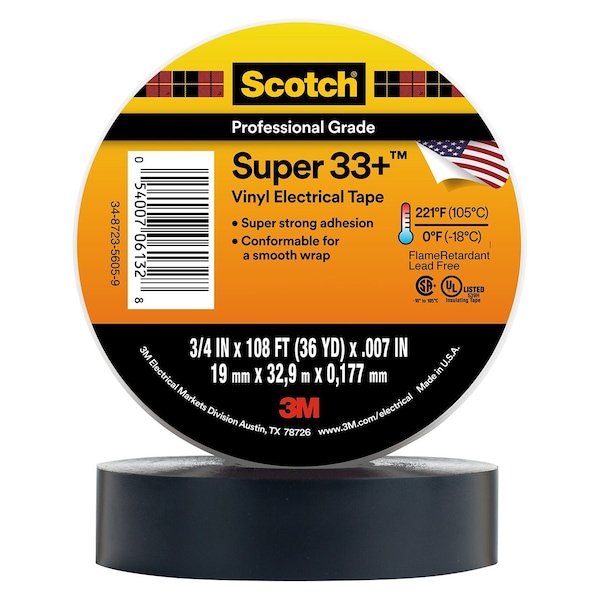 3M Scotch Super 33+ Vinyl Electrical Tape, 48PK 7000057831 - main