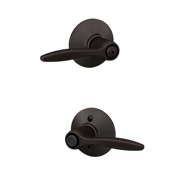 Schlage Residential Delfayo Lever Privacy Lock with 16080 Latch and 10027 Strike Aged Bronze Finish F40DEL716 - main
