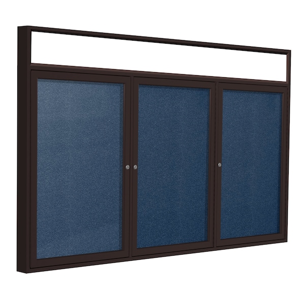 Ghent 36'' x 72'' Enclosed Vinyl Board, 3-Doors, Bronze Aluminum Frame, Illuminated Headliner, Navy PBVLX8-195 - main