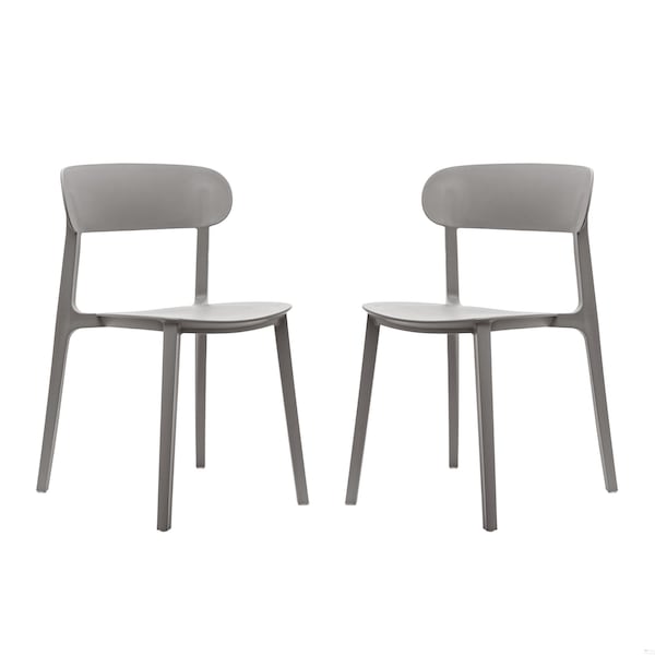 Flash Furniture Dover Stacking Patio Chairs w/Curved Backrests, All-Weather Resin Chairs in Gray, 2PK 2-DHF-340-APP-GRY-GG - main