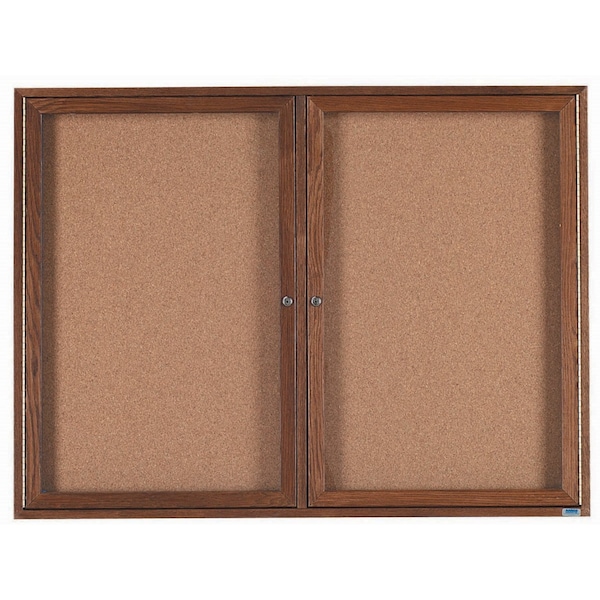 Aarco Enclosed Bulletin Board Red Oak Frame Walnut Stained, 48''Hx72''W WBC4872R - main