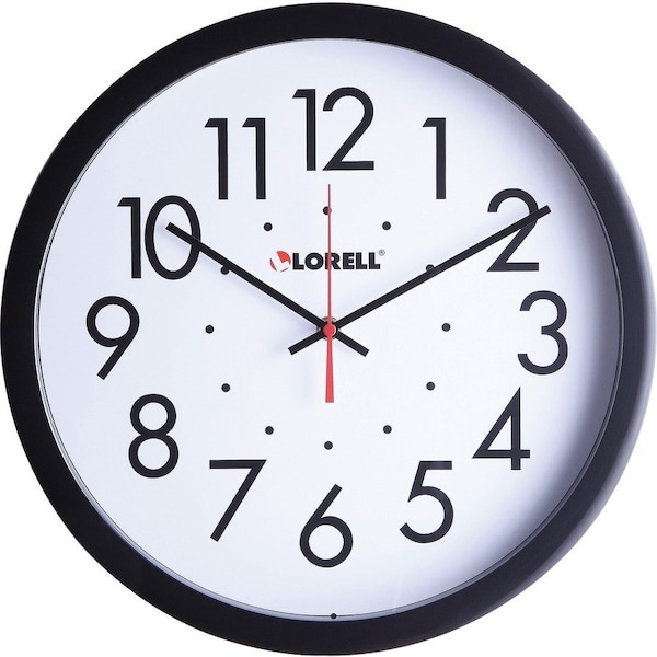 Lorell Analog Clock, Plastic, Quartz, 14 1/2" Dia. LLR61009 - main