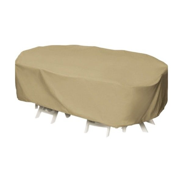Two Dogs Designs 92 in. Oval-Rectangle Table Set Cover - Khaki 2D-PF92605 - main