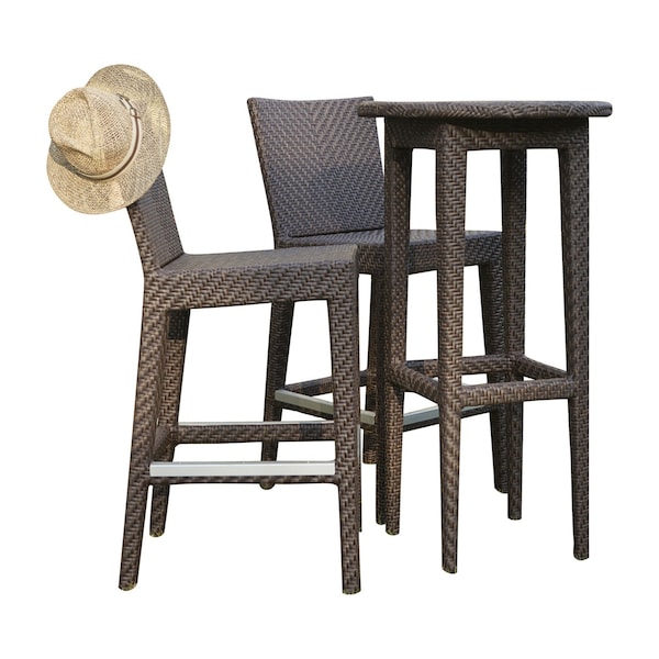 Hospitality Rattan Patio Soho 3-Piece Pub & Barstool Set with Cushions 903-6185-JBP-3PP-CUSH - main