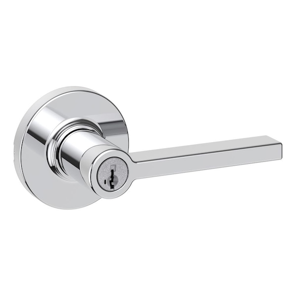 Kwikset Casey Lever with Round Rose Entry Door Lock SmartKey with 6AL Latch and RCS Strike Bright Chrome Fin 405CSLRDT-26S - main