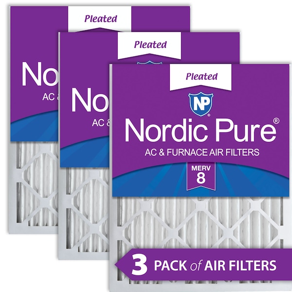 Nordic Pure 18x25x2 Pleated Air Filter, High Capacity, Electrostatically Charged Synthetic Media, MERV 8, 3 PK 18x25x2M8-3 - main